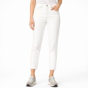 Mother Insider Crop Step Fray White Jeans in Glass Slipper - Size 25, New